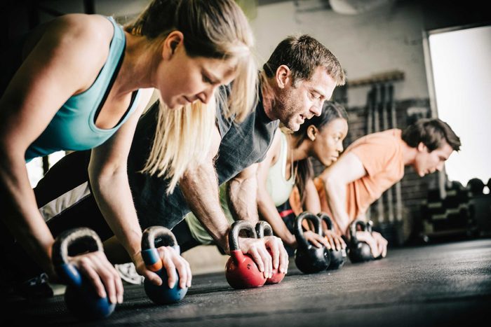 people working out in a gym