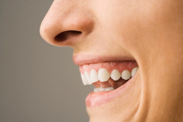 profile close up of woman's mouth