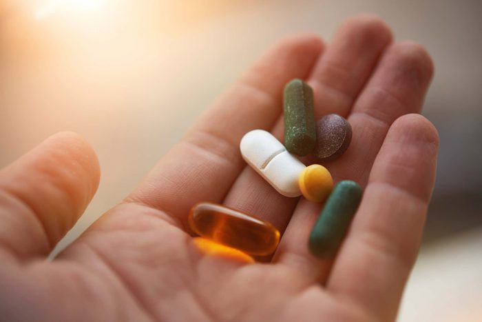 A handful of medication.