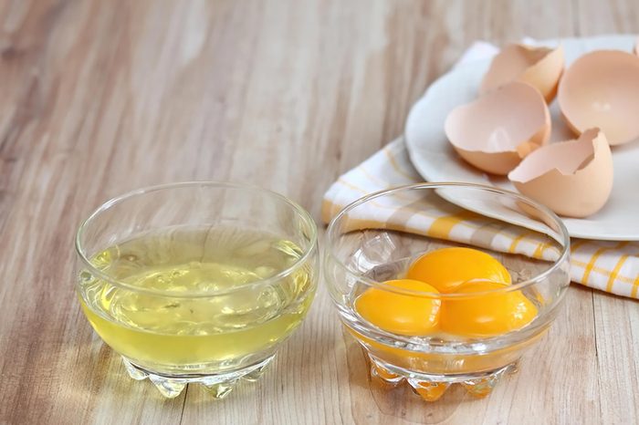 Egg whites separated from the yolks.