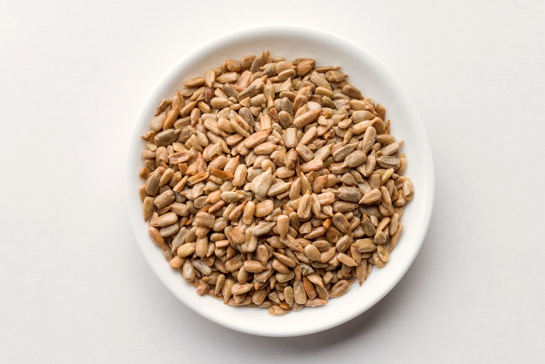 sunflower seeds in bowl shot from above