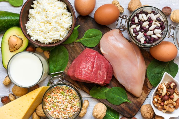 Food high in protein. Healthy eating and diet concept.